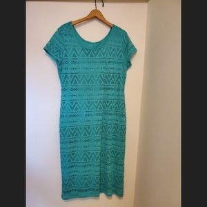Teal Lace Casual Large Slip Style Dress